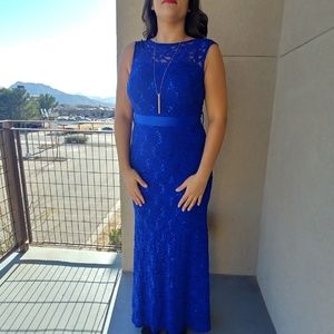 💙Floor Length Royal Blue All Lace Gown, worn once